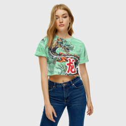 Женская футболка Crop-top 3D Изумрудный дракон - фото 2