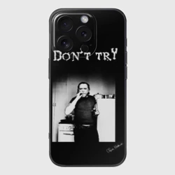 Чехол для iPhone 16 Pro Max силиконовый с защитой камеры Чарльз Буковски, "Не старайся"