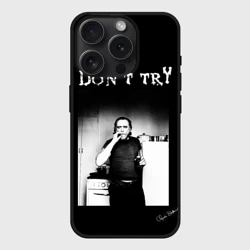 Чехол силиконовый для Apple iPhone 15 Pro Мax матовый Чарльз Буковски, "Не старайся"