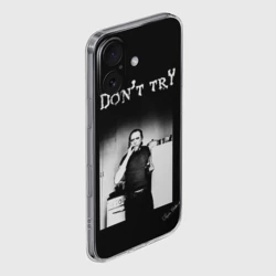 Чехол для iPhone 16 силиконовый с защитой камеры Чарльз Буковски, "Не старайся" - фото 2