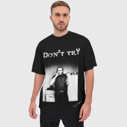 Мужская футболка oversize 3D Чарльз Буковски, "Не старайся" - фото 2
