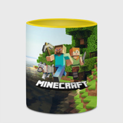 Кружка с принтом Minecraft для любого человека, вид спереди №4. Цвет основы: белый + желтый