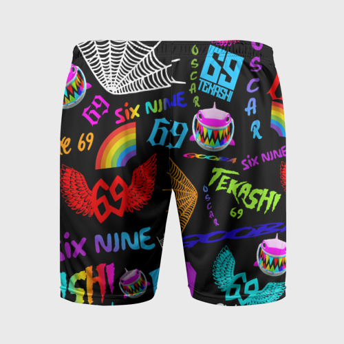 Мужские шорты спортивные с принтом 6IX9INE, вид сзади #1