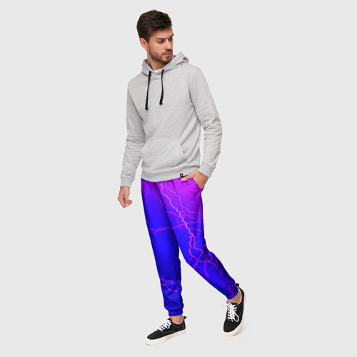 Мужские брюки 3D Неоновая молния, цвет 3D печать - фото 3
