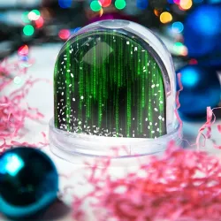Игрушка Снежный шар Матрица код цифры программист - фото 2