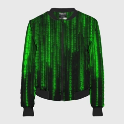 Женский бомбер 3D Матрица код цифры программист