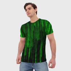 Мужская футболка 3D Матрица код цифры программист - фото 2