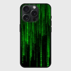 Чехол силиконовый для Apple iPhone 15 Pro матовый Матрица код цифры программист