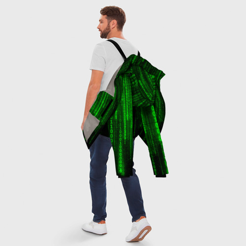 Мужская зимняя куртка 3D Матрица код цифры программист, цвет светло-серый - фото 5