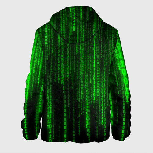 Мужская куртка 3D с принтом Матрица код цифры программист, вид сзади #1