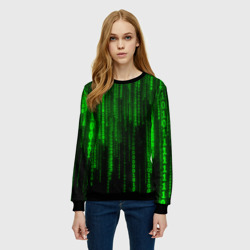 Женский свитшот 3D Матрица код цифры программист - фото 2