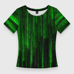 Женская футболка 3D Slim Матрица код цифры программист