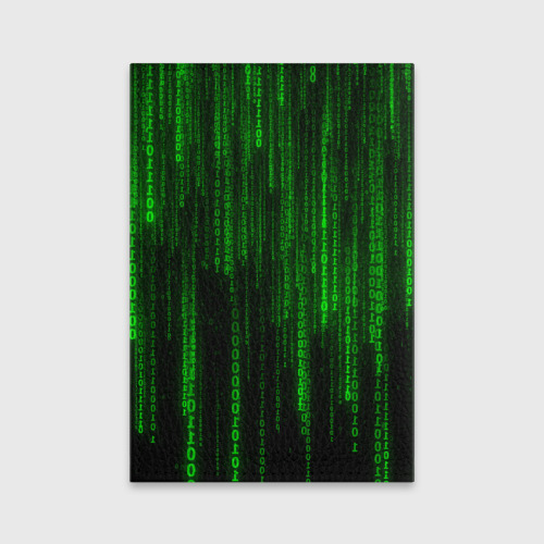 Обложка для паспорта матовая кожа Матрица код цифры программист, цвет черный - фото 2