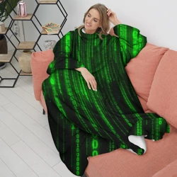 Плед с рукавами Матрица код цифры программист - фото 2