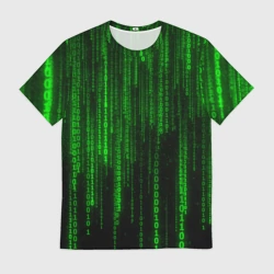 Мужская футболка 3D Матрица код цифры программист