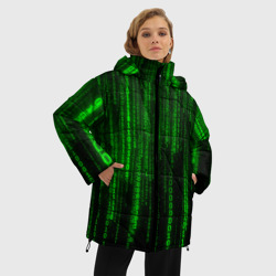 Женская зимняя куртка Oversize Матрица код цифры программист - фото 2