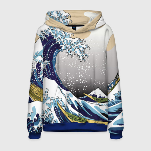 Мужская толстовка 3D The great wave off kanagawa, цвет синий