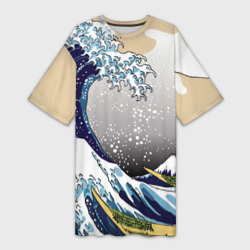 Платье-футболка 3D The great wave off kanagawa