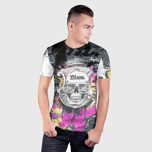 Мужская футболка 3D Slim с принтом Череп, фото на моделе #1
