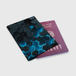 Обложка для паспорта матовая кожа Хвост Феи синие соты - фото 2