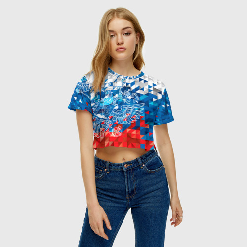 Женская футболка Crop-top 3D Россия, цвет 3D печать - фото 4