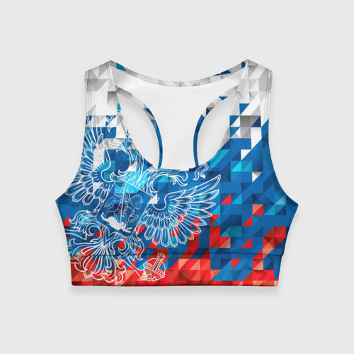 Женский спортивный топ 3D с принтом Россия Женский спортивный топ 3D Россия