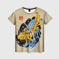 Женская футболка 3D Золотая рыба кои