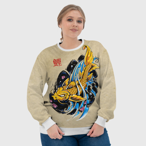 Женский свитшот 3D Золотая рыба кои, цвет 3D печать - фото 6