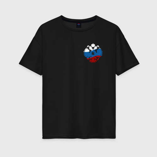 Женская футболка хлопок Oversize Россия, цвет черный