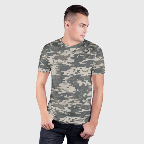 Мужская футболка 3D Slim с принтом Цифровой камуфляж, фото на моделе #1