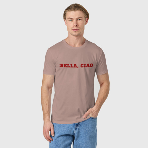 Мужская футболка хлопок Bella ciao, цвет пыльно-розовый - фото 3
