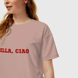 Женская футболка хлопок Oversize Bella ciao - фото 2