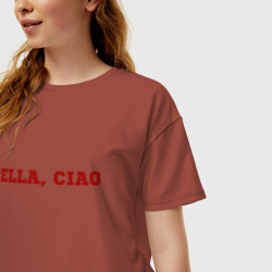Женская футболка хлопок Oversize Bella ciao - фото 2