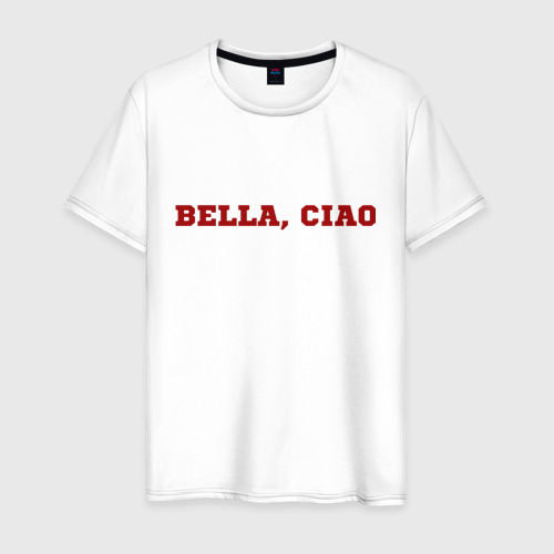 Мужская футболка из хлопка с принтом Bella ciao, вид спереди №1
