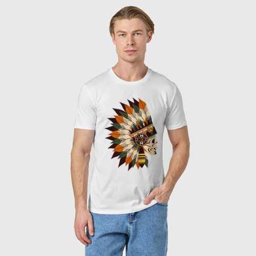 Мужская футболка хлопок Индейские мотивы арт, цвет белый - фото 3