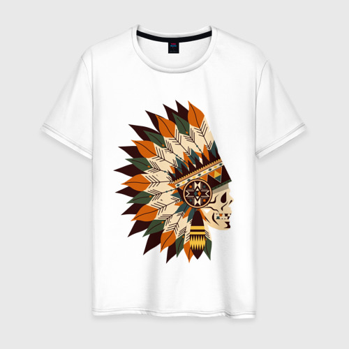 Мужская футболка из хлопка с принтом Индейские мотивы арт, вид спереди №1
