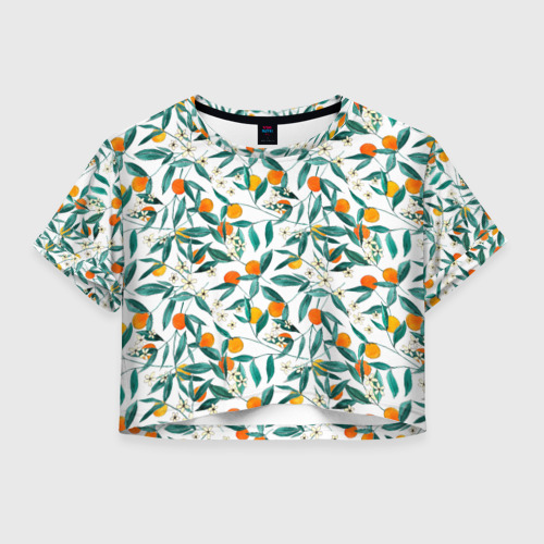 Женская футболка Crop-top 3D Оранжевое лето, цвет 3D печать