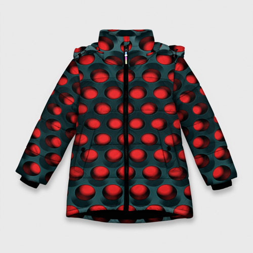 Зимняя куртка для девочек 3D Раскалённый красный 3Д, цвет черный