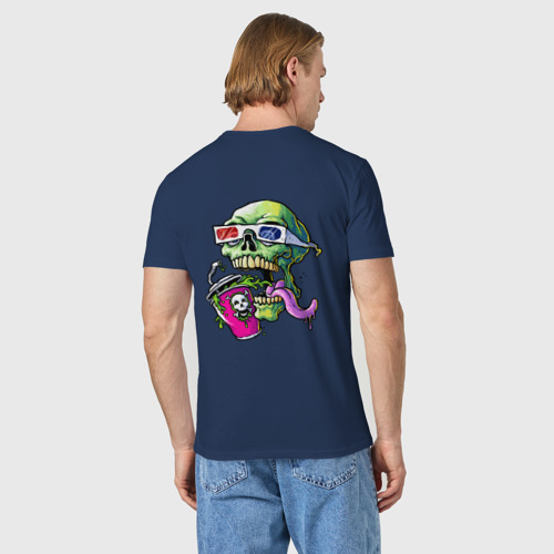 Мужская футболка хлопок Skull movie fan and toxic soda, цвет темно-синий - фото 4