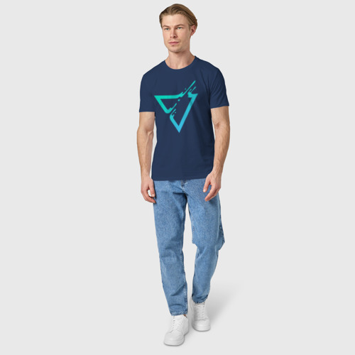 Мужская футболка хлопок Paint Drop Triangle, цвет темно-синий - фото 5