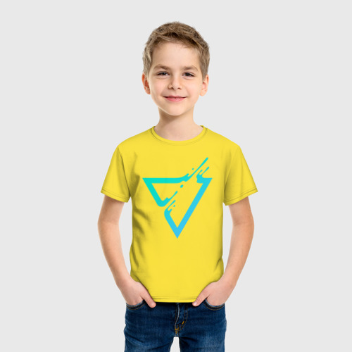 Детская футболка хлопок с принтом Paint Drop Triangle, фото на моделе #1