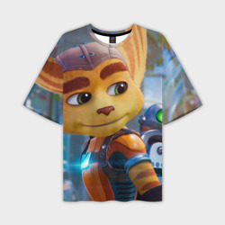 Мужская футболка oversize 3D Ratchet & Clank Rift Apart