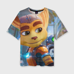 Женская футболка oversize 3D Ratchet & Clank Rift Apart