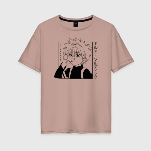 Женская футболка хлопок Oversize Killua Hunter, цвет пыльно-розовый