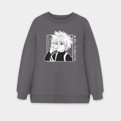 Женский свитшот oversize без начеса хлопок Killua Hunter x Hunter Киллуа