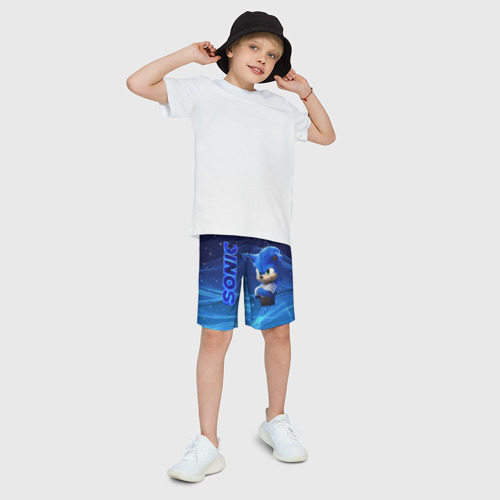 Детские спортивные шорты 3D с принтом Соник, фото на моделе #1