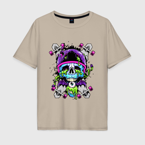 Мужская футболка хлопок Oversize с принтом Crazy skull, вид спереди #2