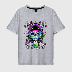 Мужская футболка хлопок Oversize Crazy skull - skateboard