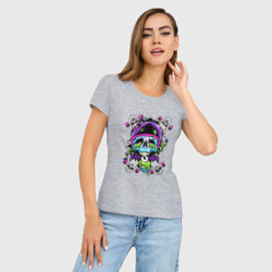 Женская футболка хлопок Slim Crazy skull - skateboard - фото 2