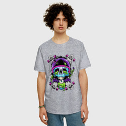 Мужская футболка хлопок Oversize Crazy skull - skateboard - фото 2